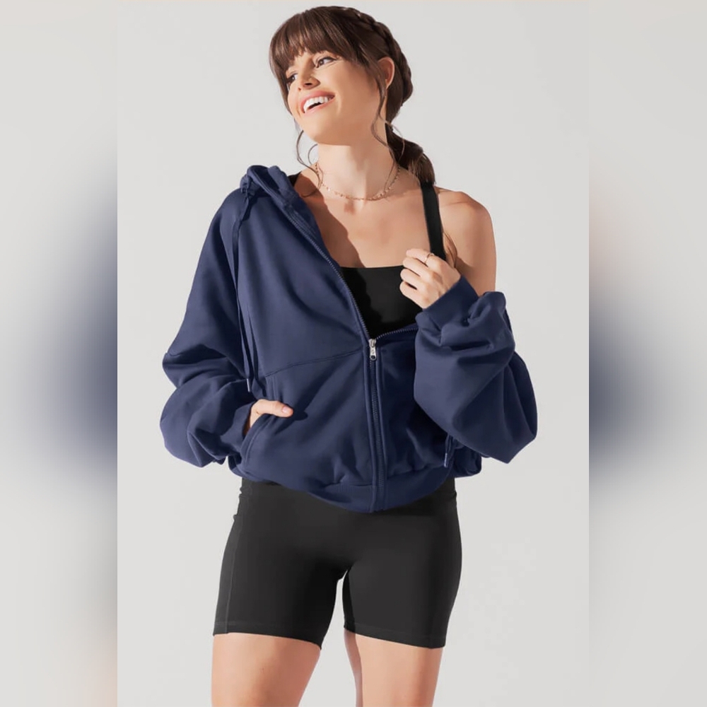 POPFLEX Zip Cloud Hoodie in Academic Navy